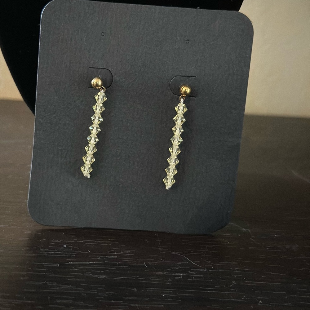 Handmade Gold Crystal Drop Earrings